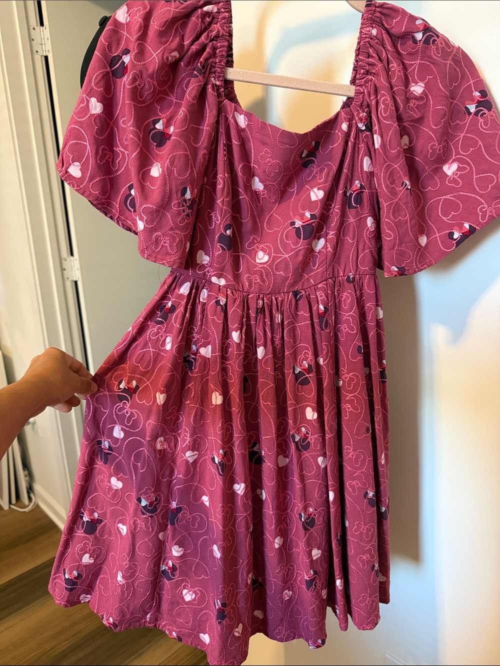 Disney Minnie Mouse Embroidered Hearts Smock Dress